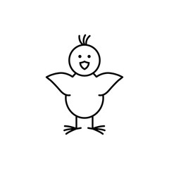 baby chicken happy line black icon