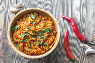Bowl of red lentil curry © alex9500
