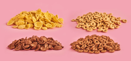 Cereals on pink background