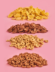 Cereals on pink background