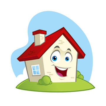 Vector illustration of a funny house, cartoon style