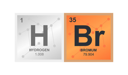 Vector symbol of hydrobromic acid or
hydrogen bromide which consists of hydrogen and bromine on the background from connected molecules