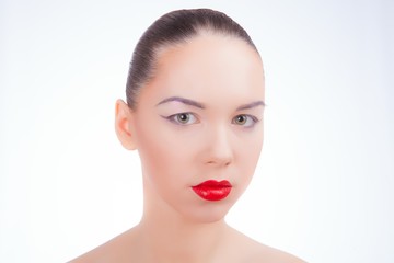 Young girl with red lips