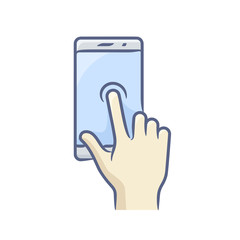 Touch screen hand gesture. Point finger touching Vector icon