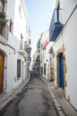 Fototapeta na wymiar Medieval street in Sitges, Spain
