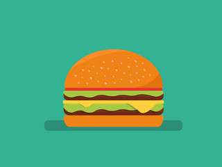 American hamburger. Vector flat icon