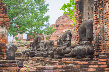 Fototapeta na wymiar Outdoor view of Ayutthaya Historical Park covers the ruins of the old city of Ayutthaya, Phra Nakhon Si Ayutthaya Province, Thailand