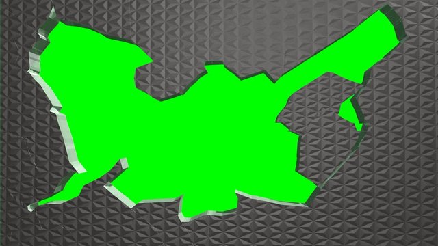 Parete in metallo va in frantumi su sfondo chroma key