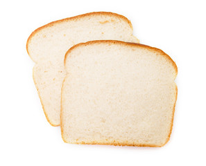 Slices of Fresh Bread on a White Background