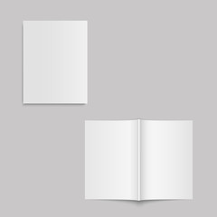 Blank open magazine mock up. Template for your design. Vector.