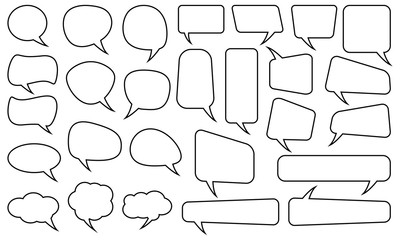 Speech bubbles set with different shapes. Isolated background. Full editable vector file.