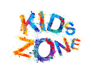 Kids zone. Vector splash paint letters