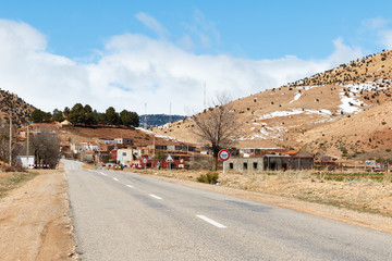 Atlas Mountains in Morocco with snow in spring time around Easter