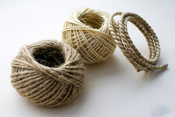 different ropes on white background