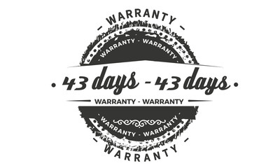 43 days warranty icon vintage rubber stamp guarantee
