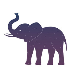 elephant icon symbol silhouette space blue and purple sky star hipster vector