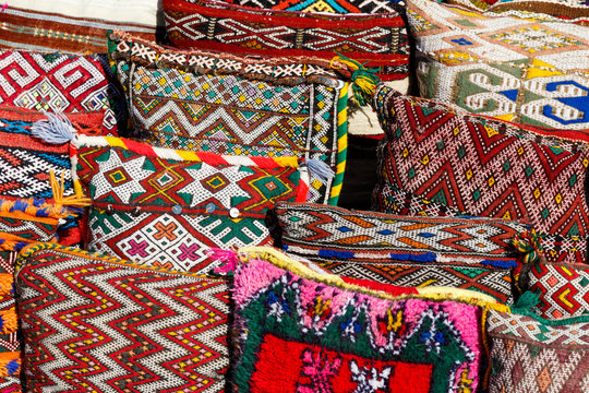 Colorful handmade craft and spices in Marrakesh, Morocco
