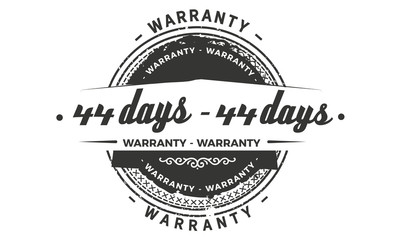 44 days warranty icon vintage rubber stamp guarantee