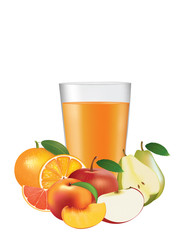 Juice glass with a fruits, vector