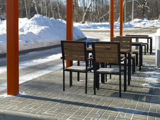 Street Cafeteria In Winter