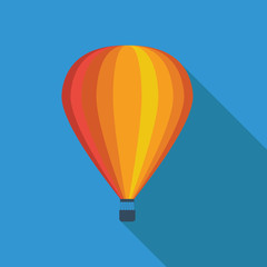 Hot air balloon in flat design. Colorful hot air baloon flat icon.