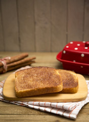 Classic Cinnamon Toast on a Rustic Wooden Table