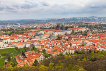 Fototapeta premium Panoramic view of old town with castle, Prague, Czech Republic