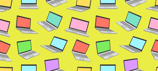 Fototapeta premium Seamless pattern of colorful Laptop isolated on white background