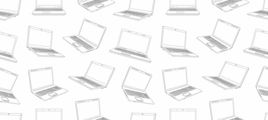  Seamless pattern of Laptop line style design