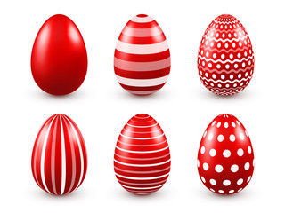 Easter eggs red set. Spring. Holidays in April. Gift. Seasonal celebration.Egg hunt. Sunday.