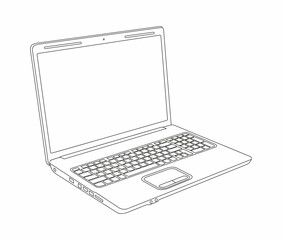 Laptop line style design. isolated on white background