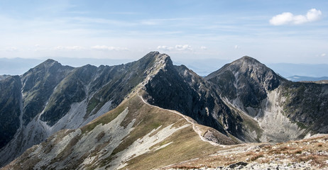 Fototapeta na wymiar Prislop, Banikova and Pachola from Hruba kopa peak in Western Tatras mountains in Slovakia