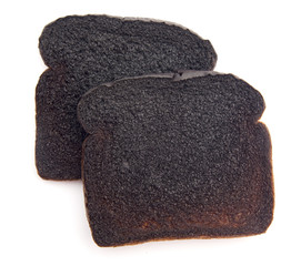 Burned Toast on a White Background