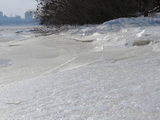shore frozen river