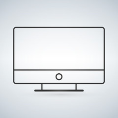 Outline drawing PC monitor. Elegant thin line style design. Vector illustration.