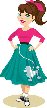 Girl in poodle skirt clearance clipart