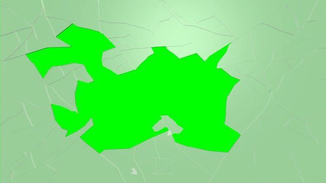 Vetrata opaca va in frantumi su dfondo chroma key