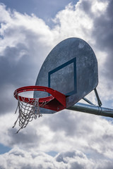 Weathered basketball hoop