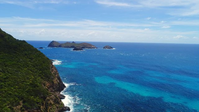 Aerial view of Admiralty Islands on Lord Howe Island (World Heritage-listed paradise) - New South Wales - Tasman Sea - Australia from above, 4k UHD