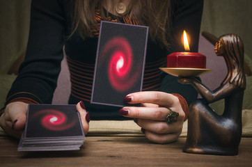 Tarot cards and fortune teller. Future reading concept.