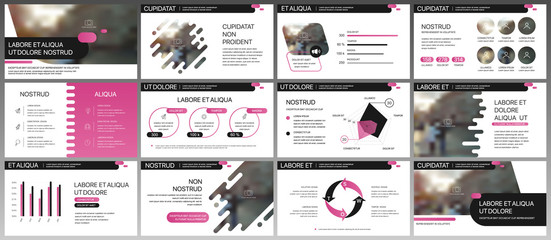 Purple pink presentation templates elements on a white background. Vector infographics. Use in Presentation, flyer and leaflet, corporate report, marketing, advertising, annual report, banner. - obrazy, fototapety, plakaty
