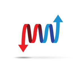 red and blue arrows
