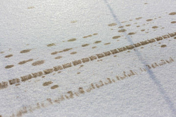 Snow machine tracks, Tire prints on snow