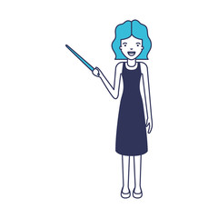 female teacher with pointing stick vector illustration design