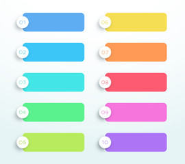 Vector Set Of Colorful 3d Text Banners Number 1 to 10