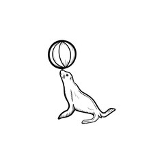 Seal hand drawn outline doodle icon. Circus animal vector sketch illustration for print, web, mobile and infographics isolated on white background.