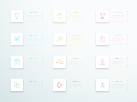 Vector Outline 3D Text Banners With Modern Icons