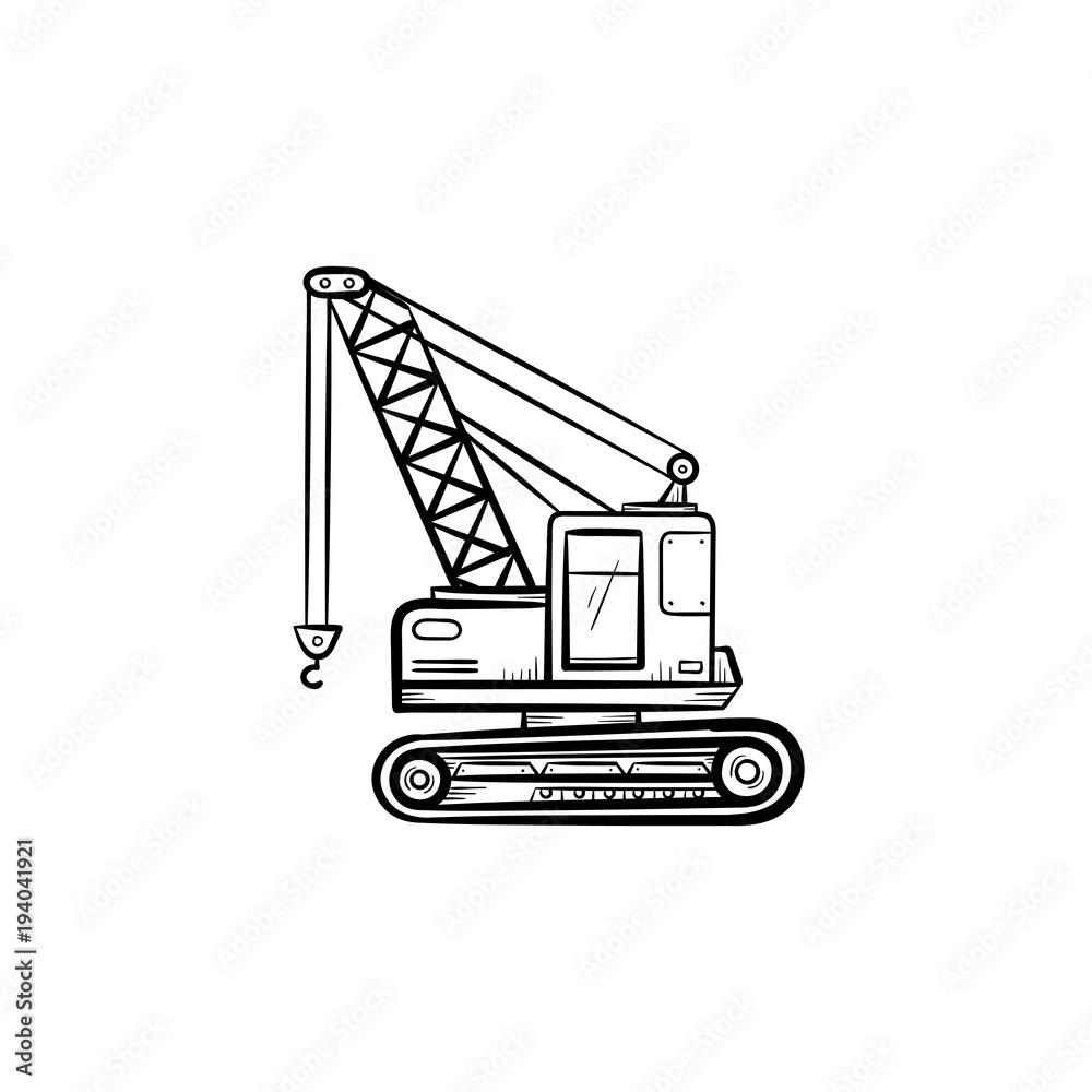 Canvas Prints lifting crane hand drawn outline doodle icon. industry crane vector sketch illustration for print, w