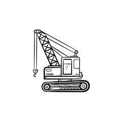 Lifting crane hand drawn outline doodle icon. Construction industry vector sketch illustration with lifting crane for print, web, mobile and infographics isolated on white background.