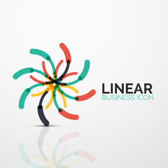 Outline minimal abstract geometric linear business icon made of line segments, elements
